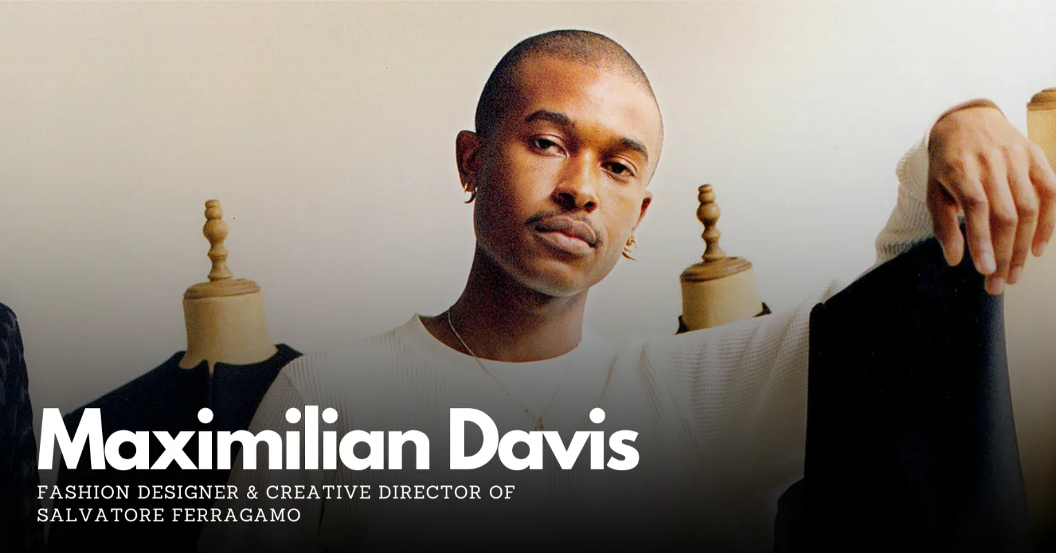 Maximilian Davis' arm resting on mannequin shoulder