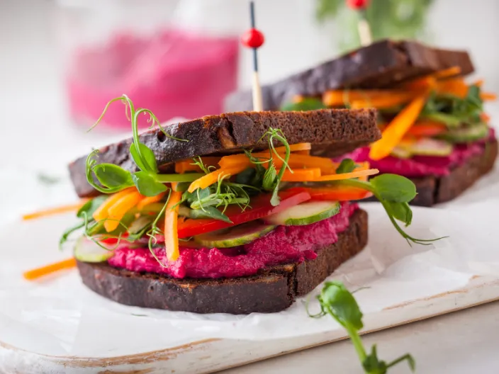 Detroit Vegan Soul INC close up of a vegan sandwich