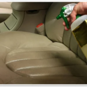 spraying onto cream leather seats
