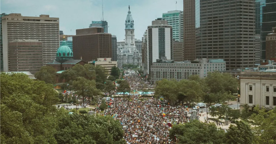 people gathering in philadelphia